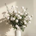 Potfloral Artificial Kiku Flowers for-Spring Faux Floral for Home Decor Table Centerpieces(White)