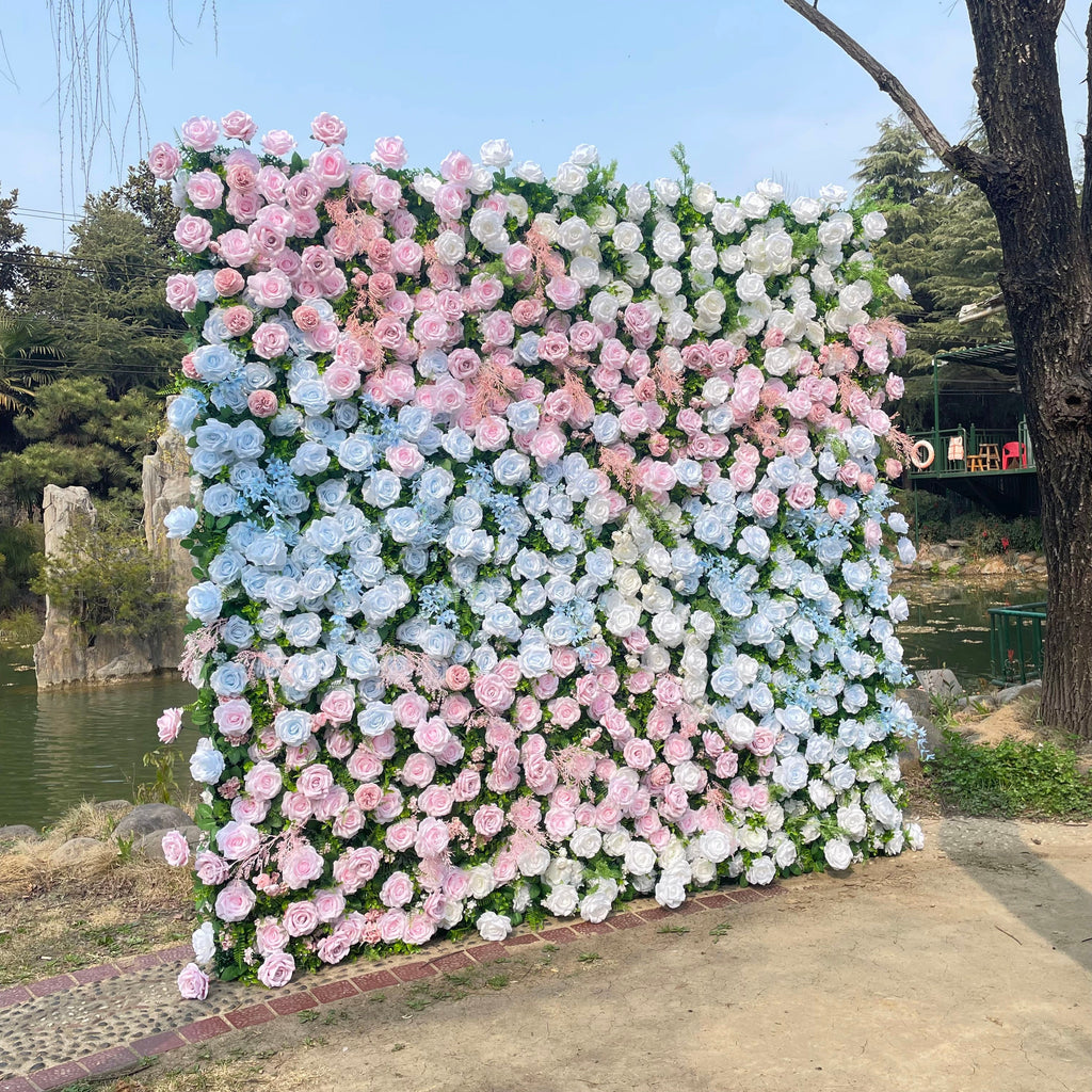 Hope - 5D Fabric Roll Up Flower Wall for Gender Reveal Baby Shower Party Backdrop