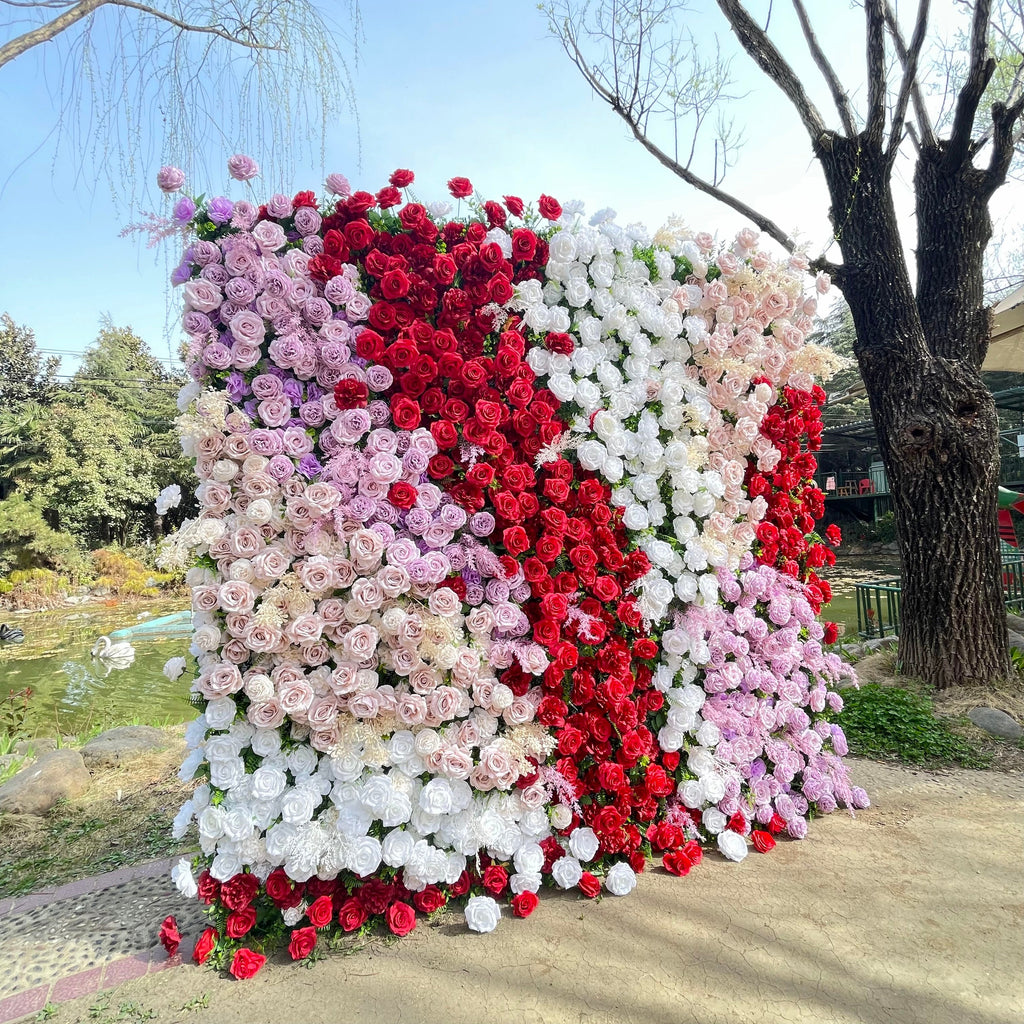 Muma - 5D Fabric Roll Up Flower Wall for Gender Reveal Party Baby Shower Backdrop