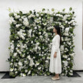 2027 Trending White Green Series Artificial Flower Wall 8*8ft High Quality Rolling up Faux Anthurium and Orchid Flower Backdrop Free Shipping