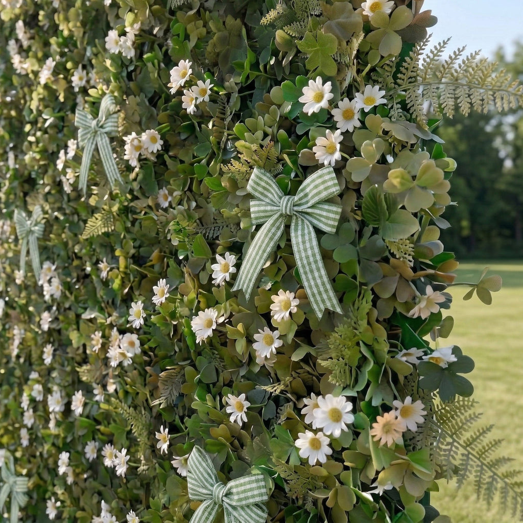 Clover: 5D Green Lucky Clovers Silk Floral Wall Roll-Up Fabric Backdrop for St.Patrick' Day Events Decoration