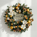 18 Inches Luxury Gold Christmas Wreath with White Flowers and Decorative Ornaments