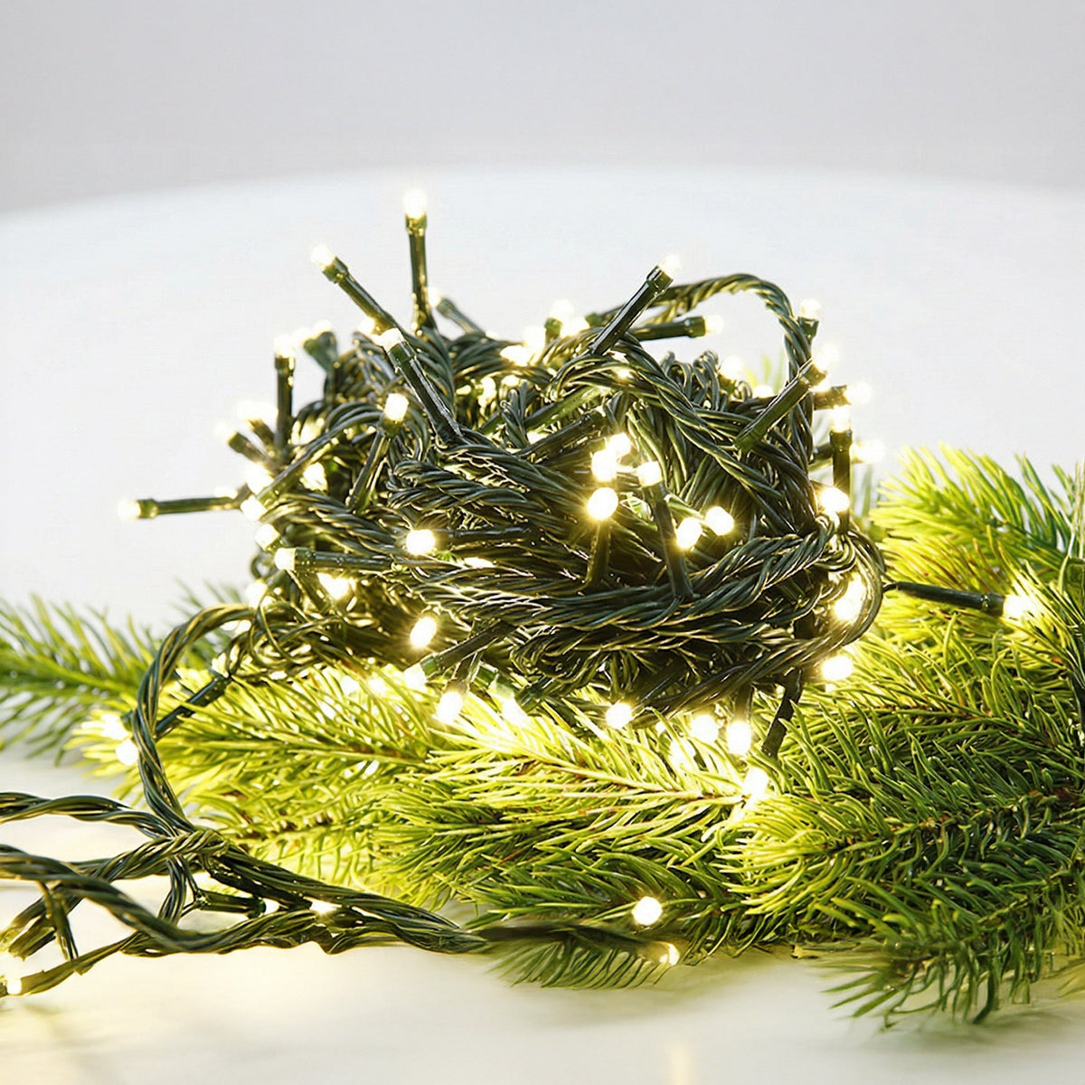 Green String Christmas Lights 100-300 Warm White LED Christmas Tree String Lights
