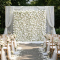 5D Roll up Rose Babysbreath Floral Wall 8*8 ft White Artificial Silk Flower Wedding Decoration Wall Panel Backdrop with Zip up Free Shipping