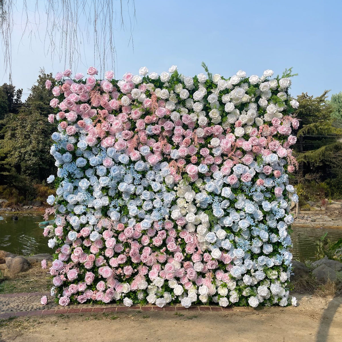 Hope - 5D Fabric Roll Up Flower Wall for Gender Reveal Baby Shower Party Backdrop