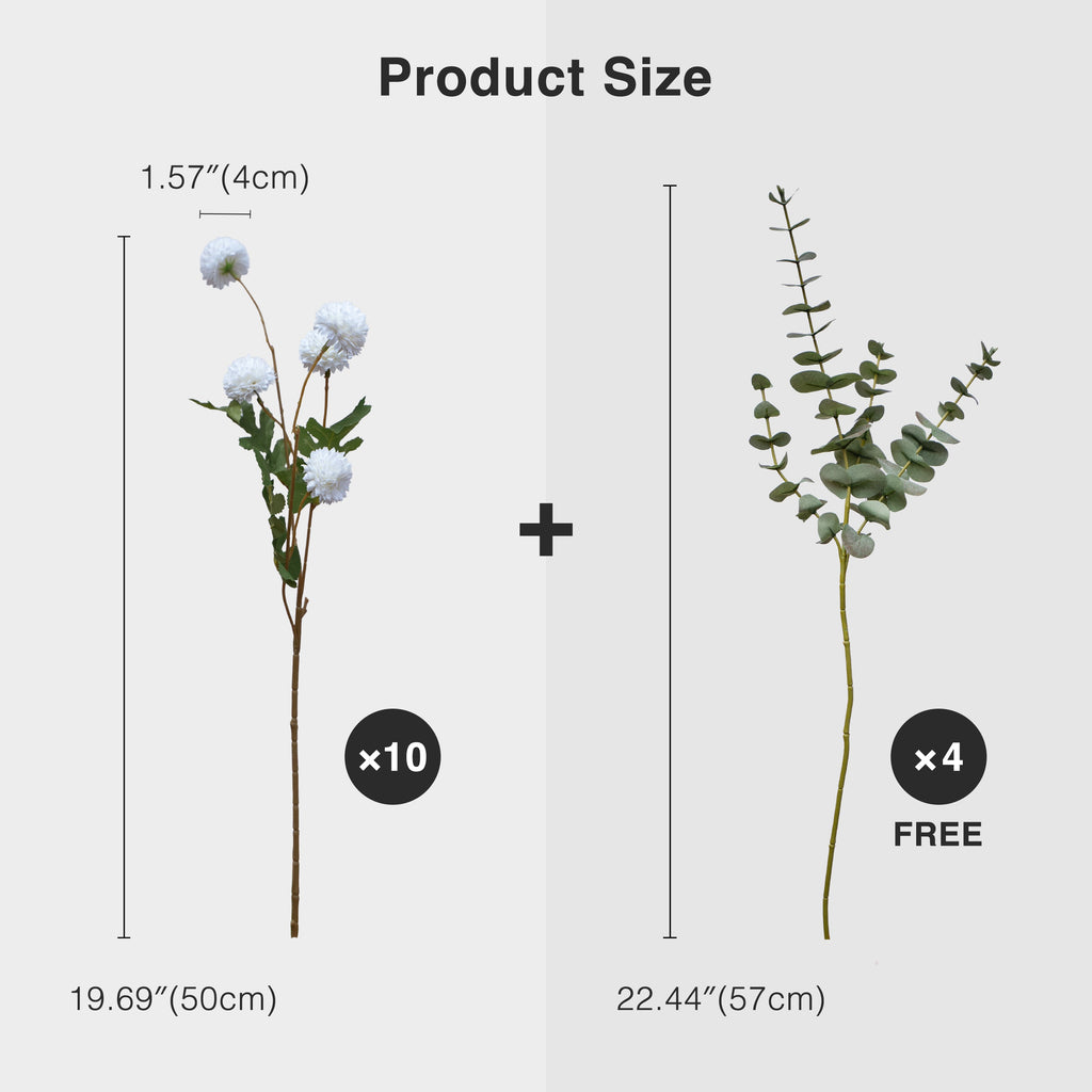 Potfloral Artificial Kiku Flowers for-Spring Faux Floral for Home Decor Table Centerpieces(White)