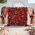 8ftx8ft Classic Red Artificial Flower Rose Wall Handmade 5D Flower Backdrop Panel for Wedding Party Free Shipping