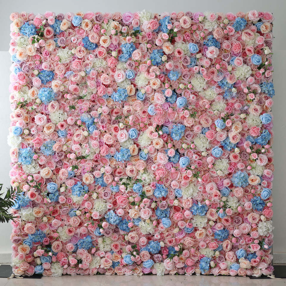 Roll up 3D 5D Rose Flowerwall Background Panel Artificial Silk Flower Wall for Wedding Shop Decor Free Shipping
