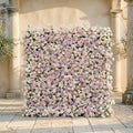 Alirae: 5D Sweet Lilac & Cream Silk Rose Flower Wall Roll-Up Fabric Backdrop for Elegant Anniversary & Event Decor