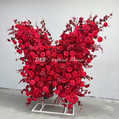 All Red Butterfly Flower Wall Decoration 3D Flower Backdrop Panel Wedding Party Event Ceremony Flower Arrangement Supplies Free Shipping