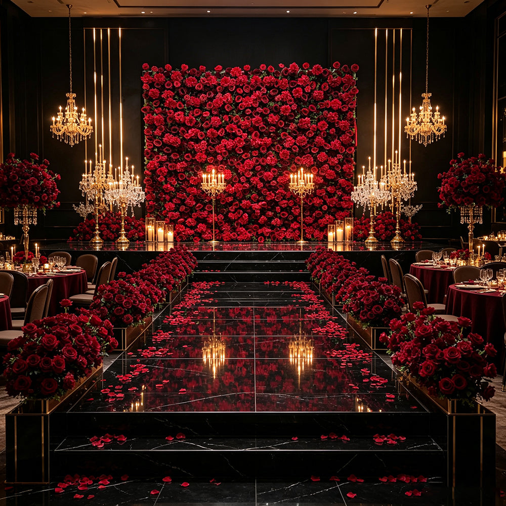 Artificial Flowers Dark Red Artificial Flower Wall, Artificial Rose Peony Floral Backdrop for Wedding & Hotel Event Decoration Free Shipping