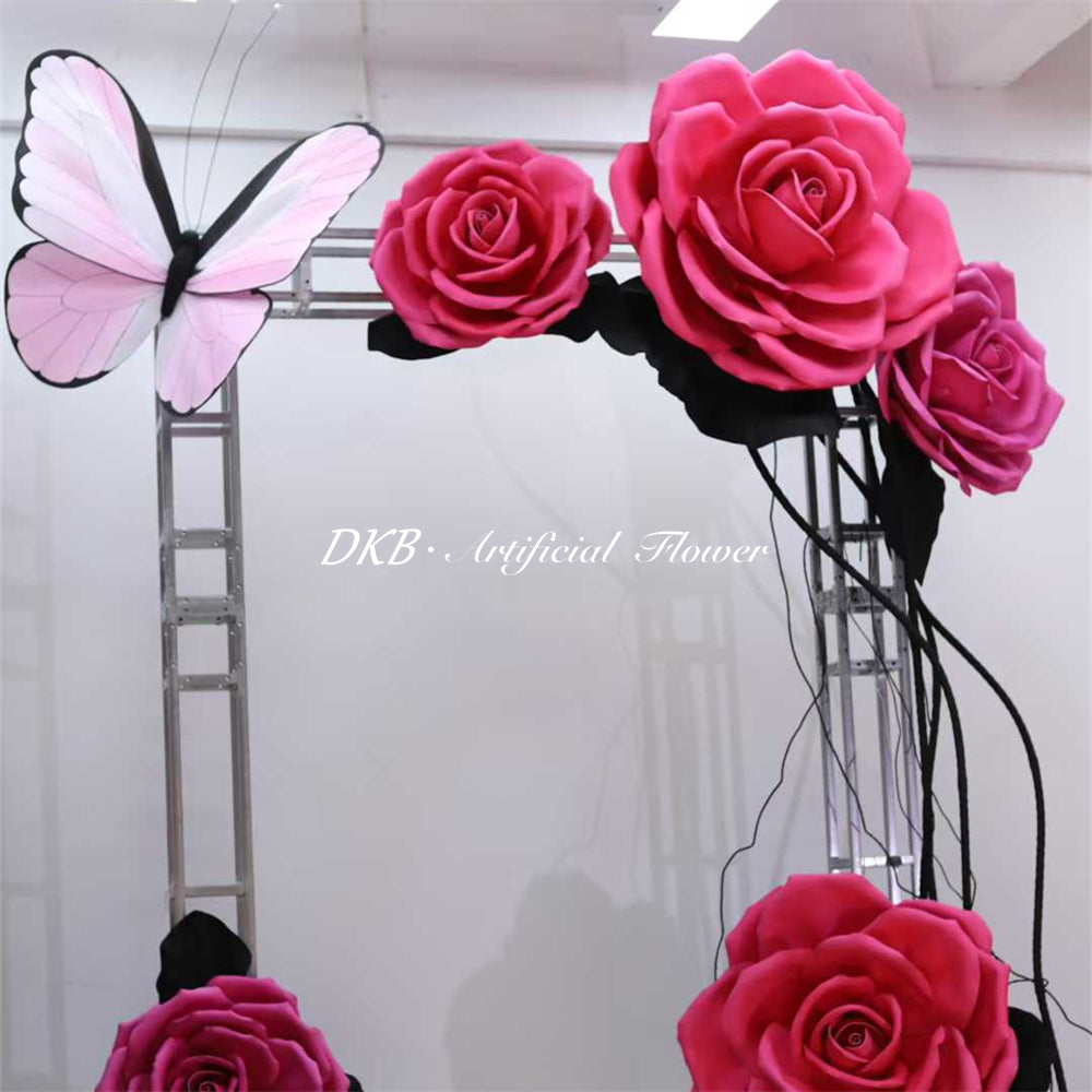 Artificial Giant EVA Rose Flowers Head Wedding Party Event Stage Decorations Handmade Hot Pink 40/50/60cm EVA Artificial Flower - Free Shipping