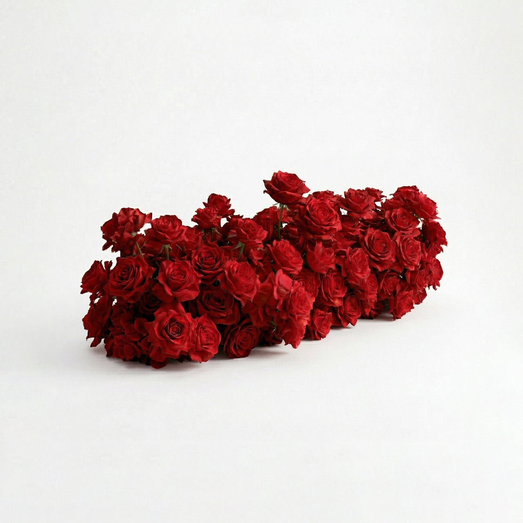 Auralis: 3D Romantic Crimson Heart-Shaped Artificial Floral Backdrop for Wedding & Valentine's Day Decor