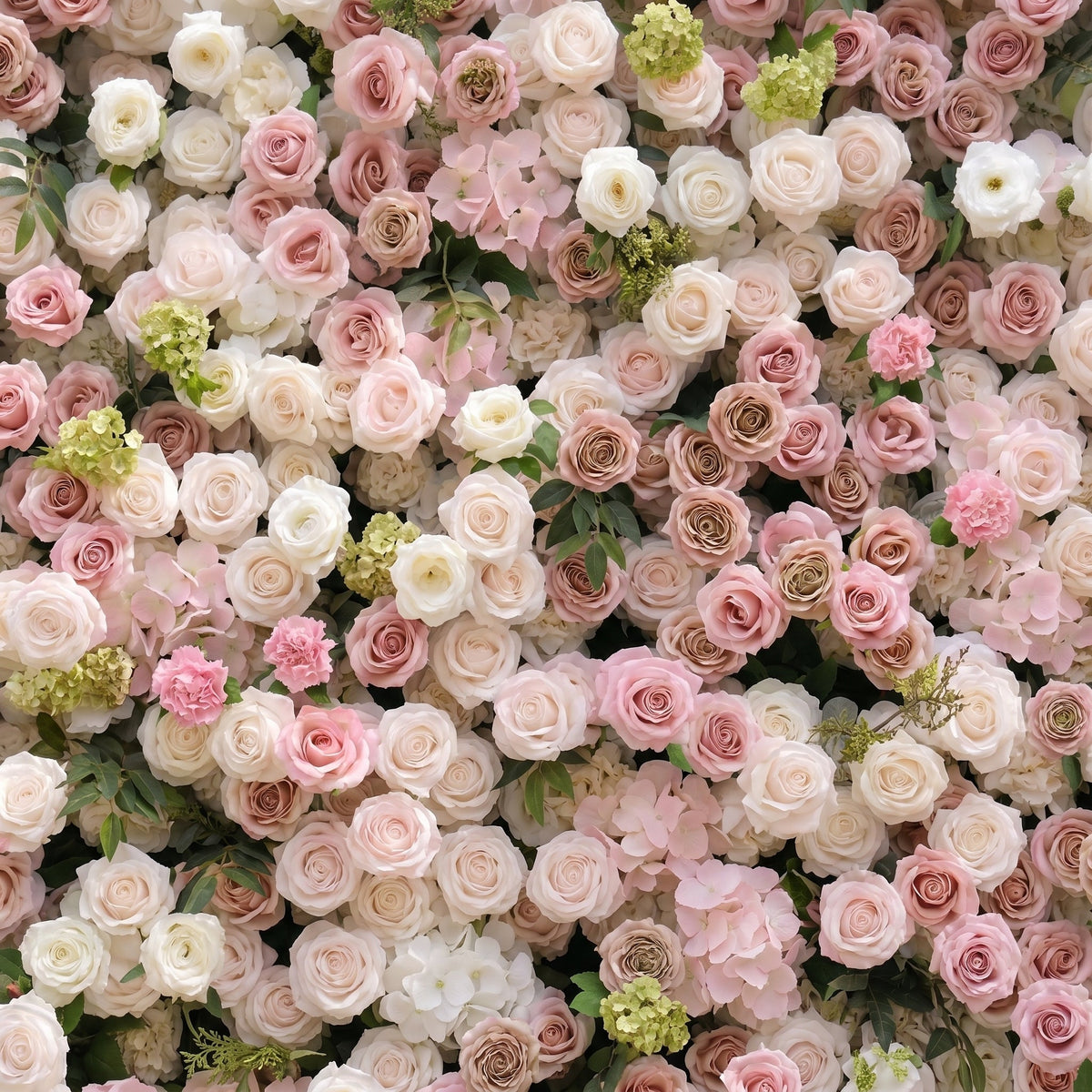 Aurorae: Luxury 4D Pink & White Rose & Orchid Silk Floral Wall with Lush Greenery Backdrop for Garden Weddings