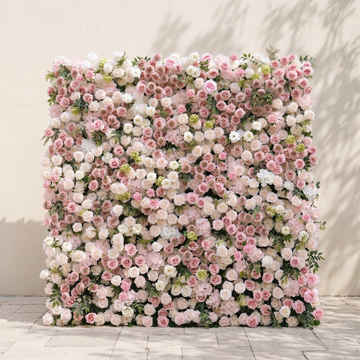 Aurorae: Luxury 4D Pink & White Rose & Orchid Silk Floral Wall with Lush Greenery Backdrop for Garden Weddings