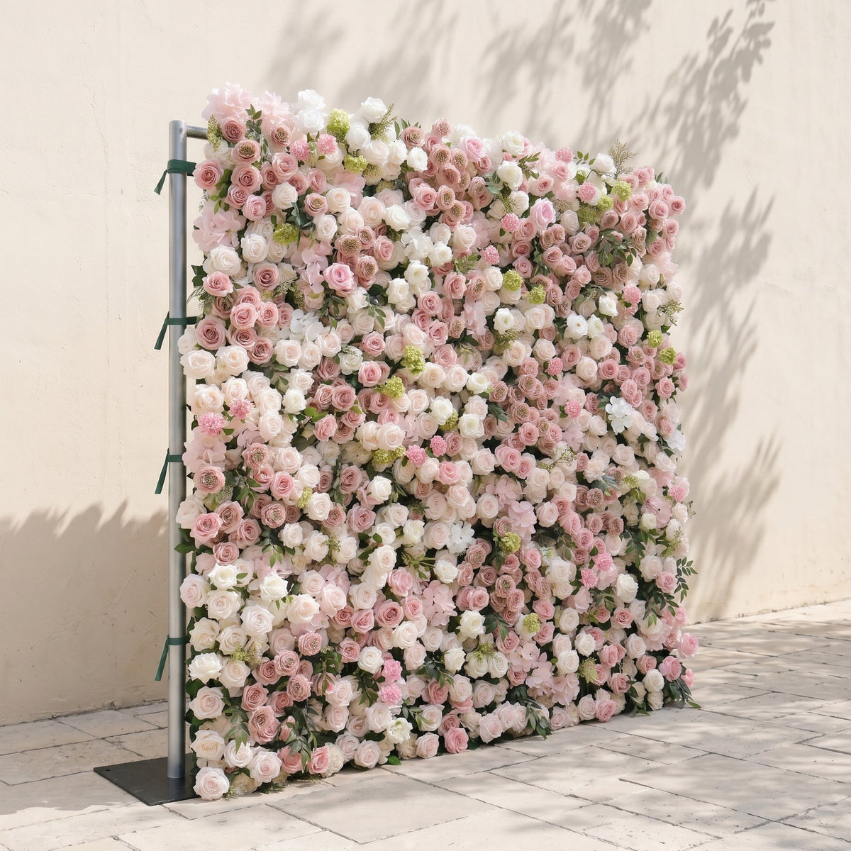 Aurorae: Luxury 4D Pink & White Rose & Orchid Silk Floral Wall with Lush Greenery Backdrop for Garden Weddings