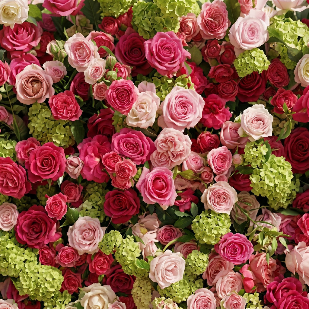 Auryne: Luxury 5D Hot Pink & Green Silk Floral Wall Roll-Up Fabric Backdrop for Vibrant Summer Parties & Events