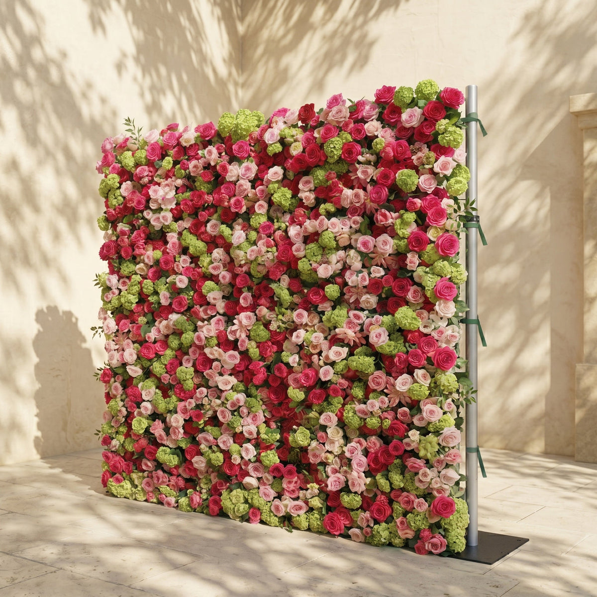 Auryne: Luxury 5D Hot Pink & Green Silk Floral Wall Roll-Up Fabric Backdrop for Vibrant Summer Parties & Events