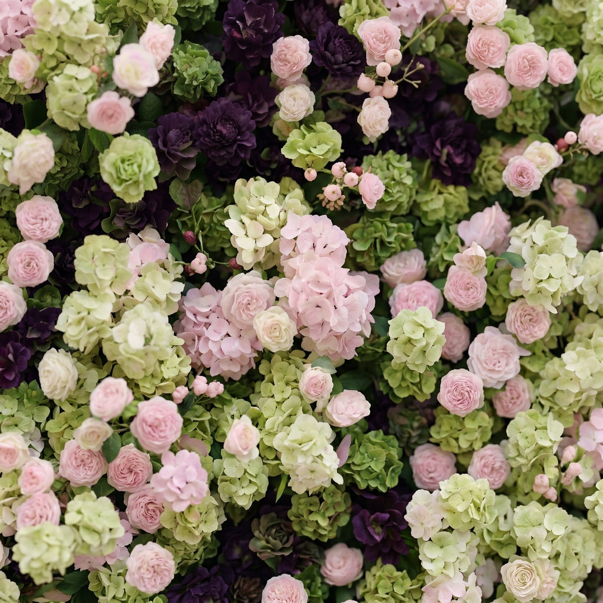 Brina: Luxury 5D Dark Purple & Lime Green Silk Floral Wall Roll-Up Fabric Backdrop for Elegant Weddings & Galas