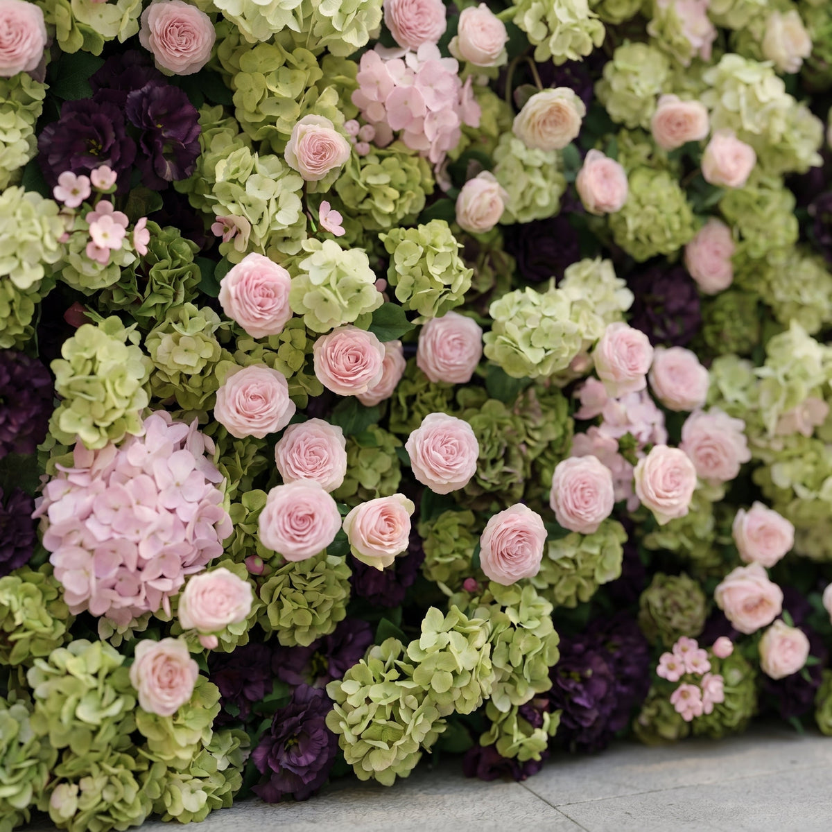 Brina: Luxury 5D Dark Purple & Lime Green Silk Floral Wall Roll-Up Fabric Backdrop for Elegant Weddings & Galas