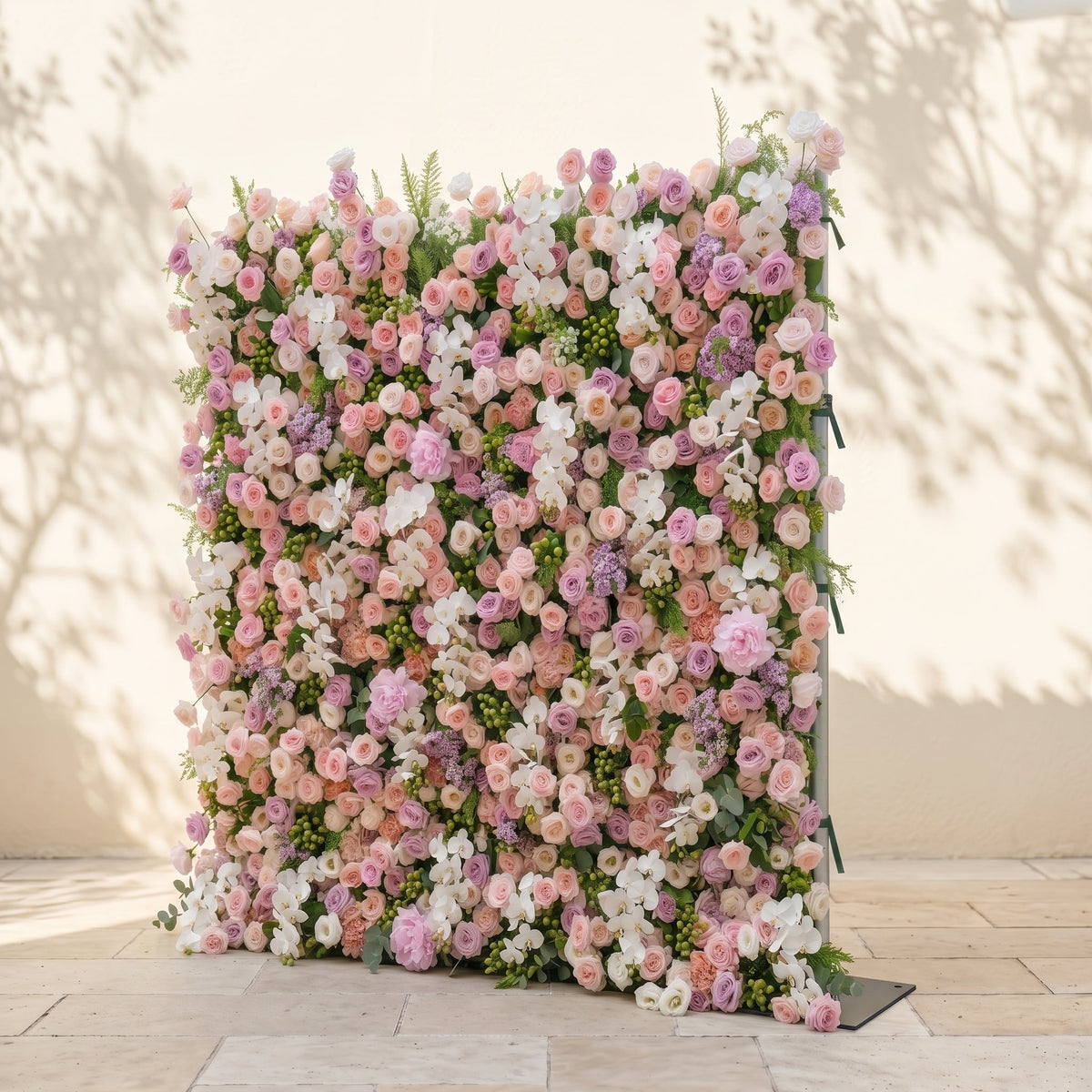 Calrielle:5D Mixed Blush Pink, Peach & Ivory White Silk Rose Flower Wall Roll-Up Fabric Backdrop for Romantic Weddings & Proposals