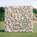 Casey: Premium 5D Soft Blush & White Silk Floral Wall Roll-Up Fabric Backdrop for Dreamy Garden Ceremonies & Elegant Wedding