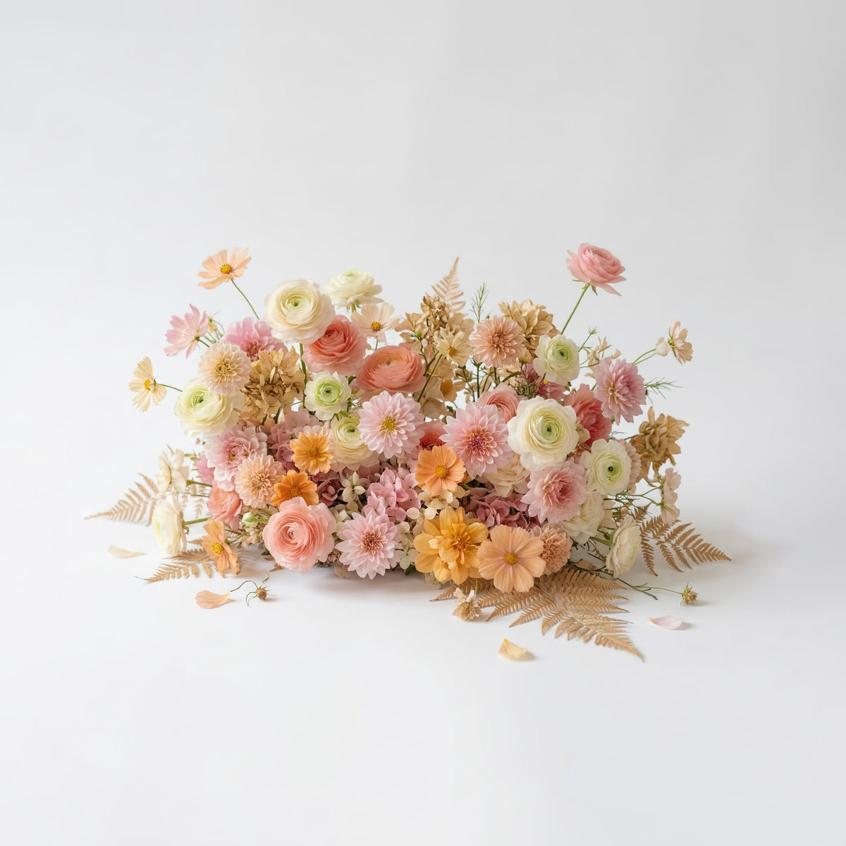Cirelle: Exquisite Peach & Champagne Butterfly-Shaped Flower Wall Backdrop for Garden Proposals & Weddings