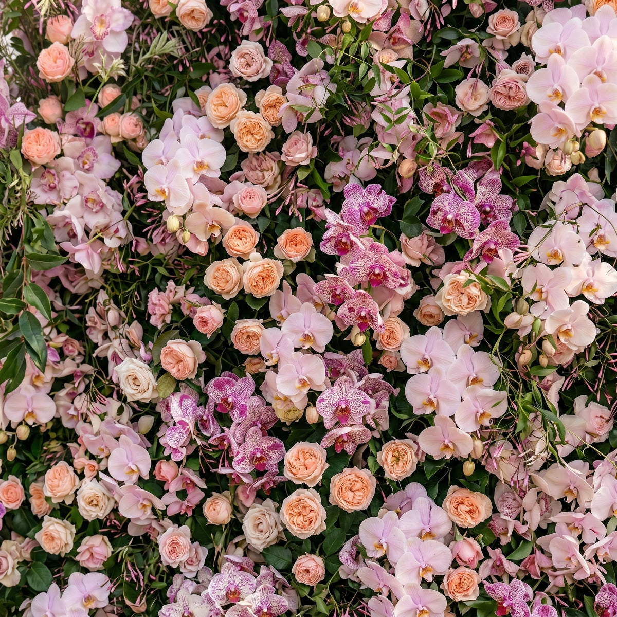 Clornora:Luxury 5D Roll up Rose Flower Wall with Purple Orchids for Wedding and Event Decoration