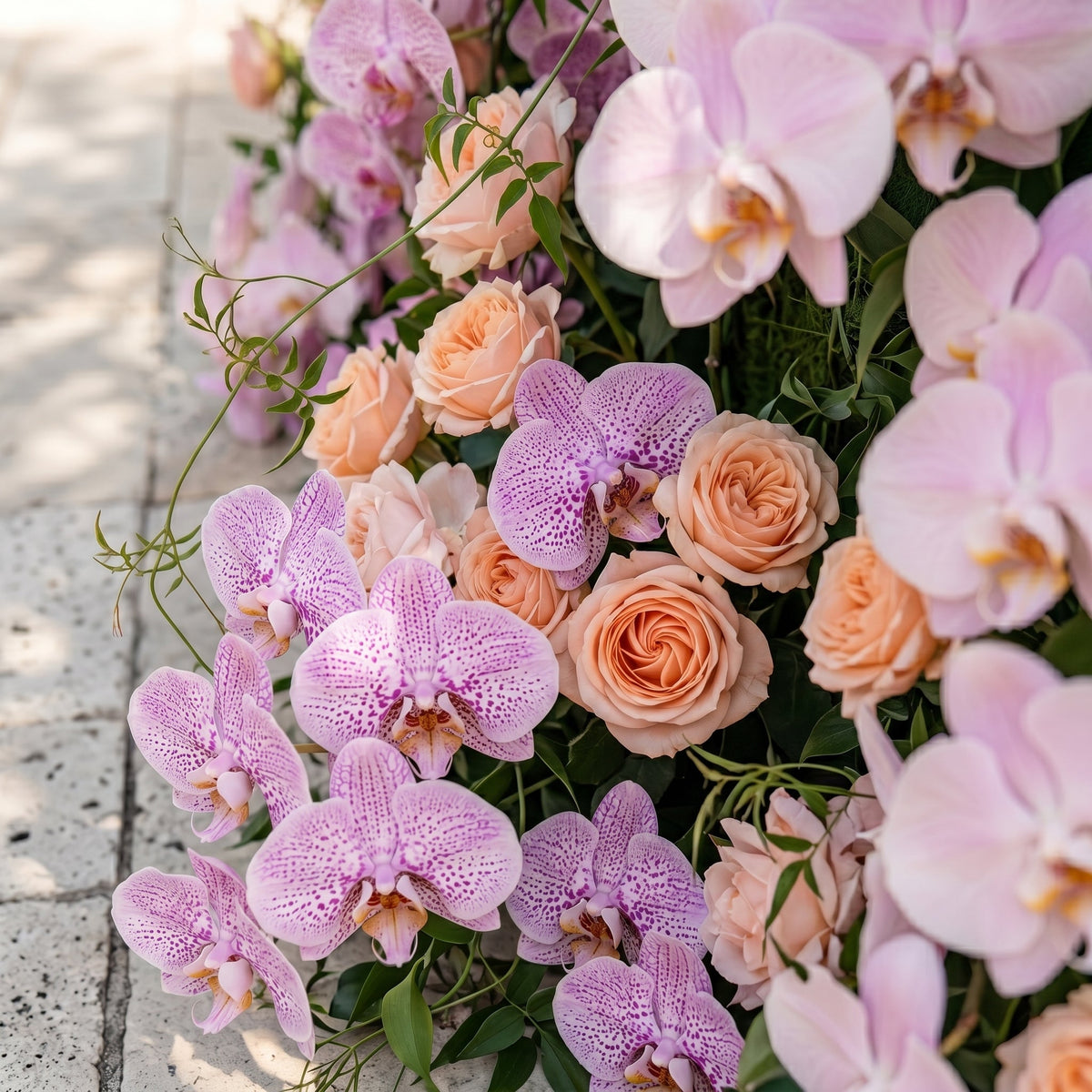Clornora:Luxury 5D Roll up Rose Flower Wall with Purple Orchids for Wedding and Event Decoration