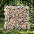 Coralie: 5D Peach & Baby Blue Silk Floral Wall Roll-Up Fabric Backdrop for Dreamy Wedding & Birthday Party Party