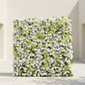 Cordelle: Luxury 4D Creamy White & Fresh Green Silk Floral Wall Backdrop for Organic Garden Weddings