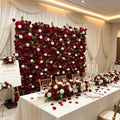 Custom 5D Cloth Flower Wall Wedding Red White Artificial Silk Rose Flower Wall Panel Backdrop Decoration Artificial Flower Wall Free Shipping
