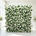 Custom 5D Roll up White Flower Rose Wall and Greenry Decor Fabric Wedding Artificial Flower Wall Panel Backdrop Faux Flower Wall Free Shipping