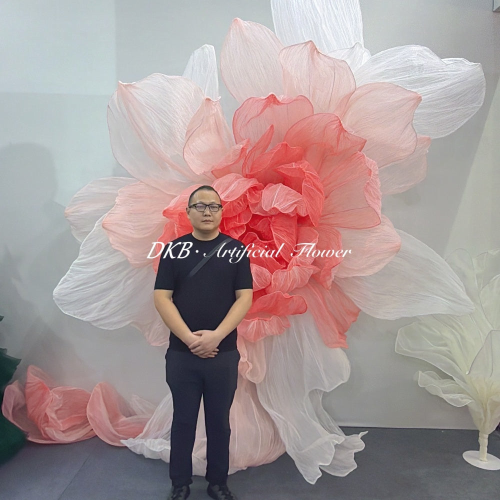 Customized Handmade Stage 10ft Giant Organza Peony Durable Art Installation for Hotel Event Party Arrangements Props Decor - Free Shipping