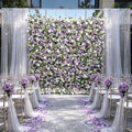Customized Purple and Green Rolling up 5D 8*8ft Simulated Flower Wall with Fabric Bottom Artificial Flower Wall Backdrop Free Shipping