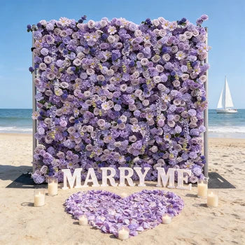 Customized Square Flower Wall Photography Studio Decoration Purple Themed 5D Artificial Flower Wall Backdrop 6.5ft X 6.5ft Free Shipping