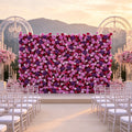 Factory Custom Personal Proposal Wedding Event Purple Rose Flower Wall Artificial Silk Rose 6.5*10ft Roll up Flower Wall Free Shipping