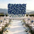 Flower Manufacturer Wholesale 8*8ft Flower Wall Gradient Blue Silk Rose Hydrangea Rolling up Flower Wall Backdrop Free Shipping