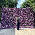 High Quality Artificial Purple Rose Flower Wall Roll up 11*16 ft Flower Wall Wedding Panel for Wedding Backdrop Decoration Free Shipping