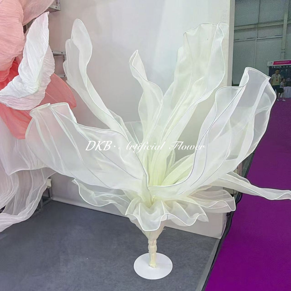 High Quality Wedding Giant Organza White Flower 150cm Classic Backdrop Display Window Hotel Decorative Flowers - Free Shipping