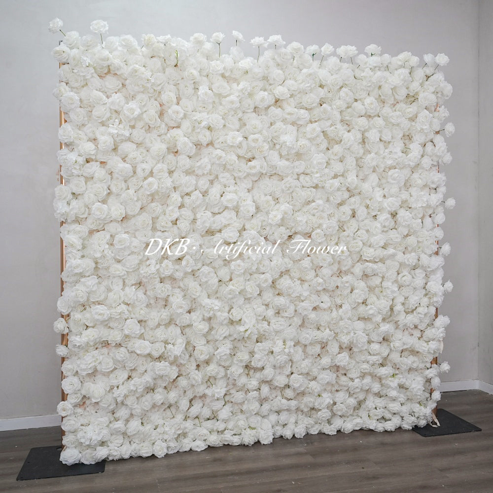 Hot Sale 8*8ft Artificial White Rose Wall Beautiful and Natural Silk Party Decoration Wedding Flower Wall Panel Free Shipping