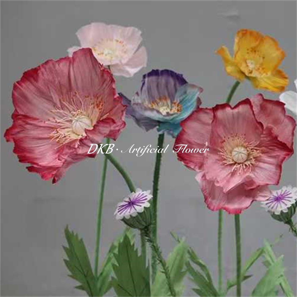 Latest Colorful Artificial Flower Big Poppy Flower Set Wedding Stage Decoration Giant Big Flower with Stand - Free Shipping
