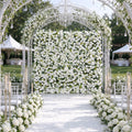 White Green Artificial Rose and Plants High Quality Flower Wall Backdrop 8*8ft Roll up Soft Wedding Baby Shower Backdrop Free Shipping