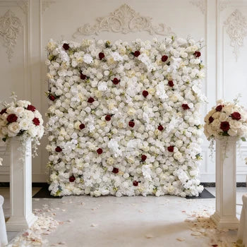 White Tones 5D Artificial Flower Panel Flower Backdrop Wall for Wedding Decor Free Shipping
