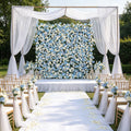 White and Blue Artificial Flower Wall Arrangement 8*8ft Square Flower Backdrop for Birthday Party Venue Decoration Free Shipping