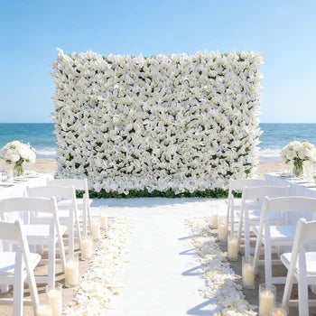Wholesale High Quality White Silk Calla Lily Floral Wall Customized 8*10 Feet White Flower Wall Backdrop for Wedding Free Shipping