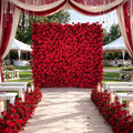 Wholesale Modern Wedding Decor Backdrop Red Artificial Flower Wall Hanging Artificial Flower Wall Wedding Flowers Decoration Free Shipping