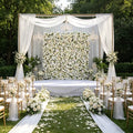 Wholesale Wedding White Artificial Flower Wall Panel Roll up Flower Wall Backdrop 8ft X 8ft Rose Wall for Decor Free Shipping