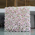 Leona：5D Fabric Artificial rolling up curtain flower wall