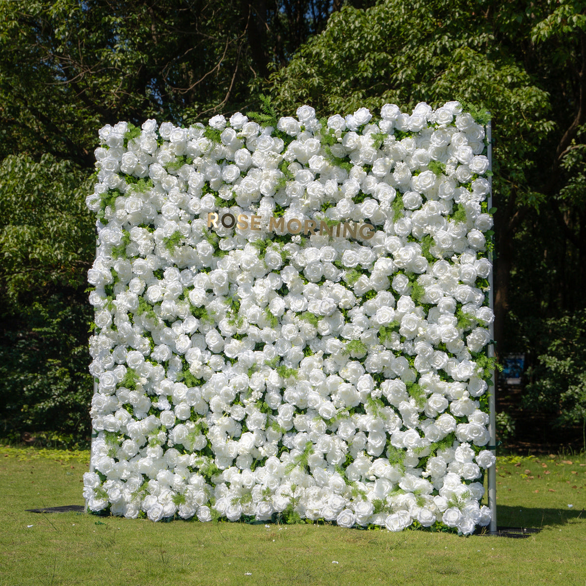 Forest - White Green Popular 5D Fabric Roll Up Flower Wall for Wedding Party Backdrop
